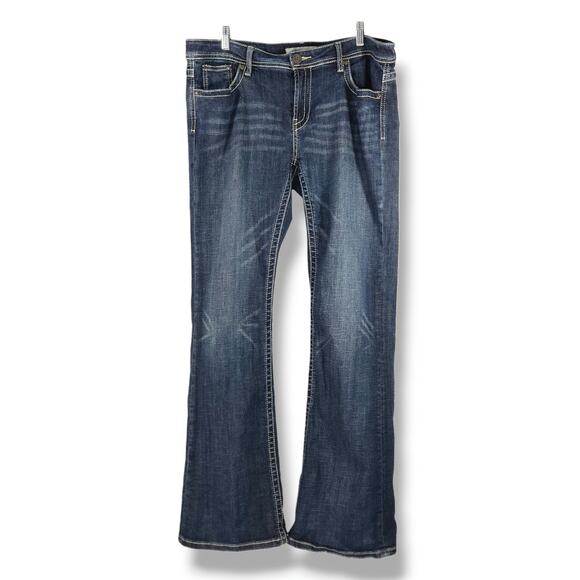 Stetson 816 Classic Bootcut Western Jeans Relaxed Mid Rise Dark Wash 18 Long EUC - Picture 2 of 10